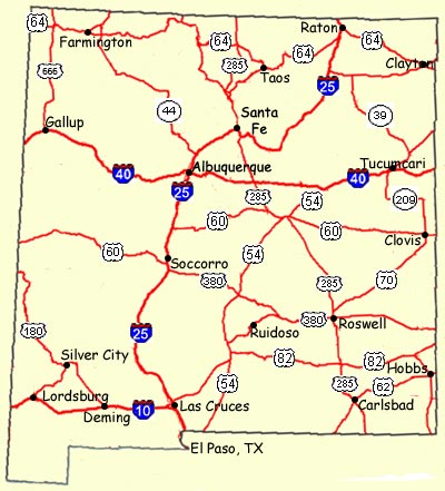 Kaart van New Mexico